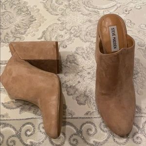 Steve Madden Tan Suede Block Heel Mules